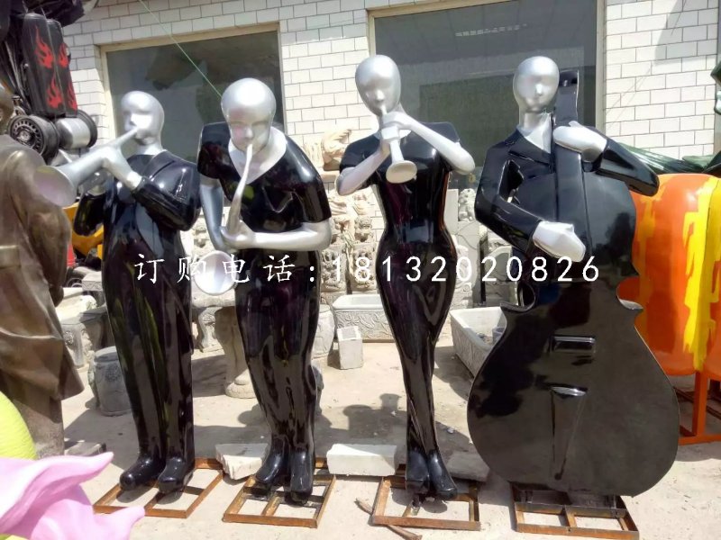 吹奏雕塑，玻璃鋼抽象人物