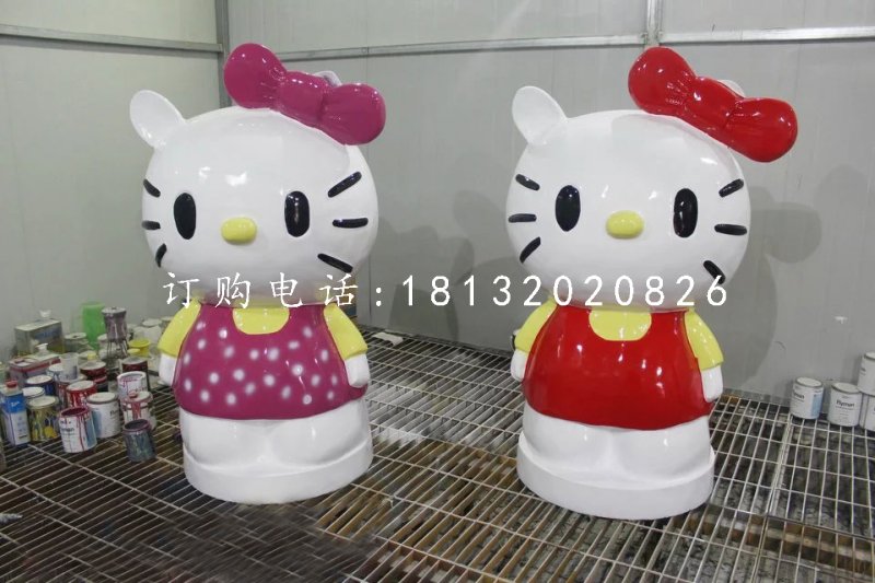 玻璃鋼hello kitty雕塑，卡通雕塑