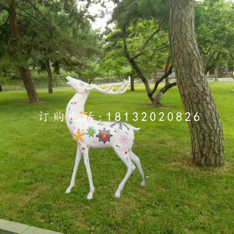 彩繪小鹿雕塑,玻璃鋼動(dòng)物擺件 (4)