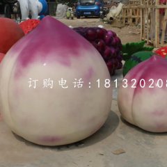 玻璃桃子雕塑，仿真水果
