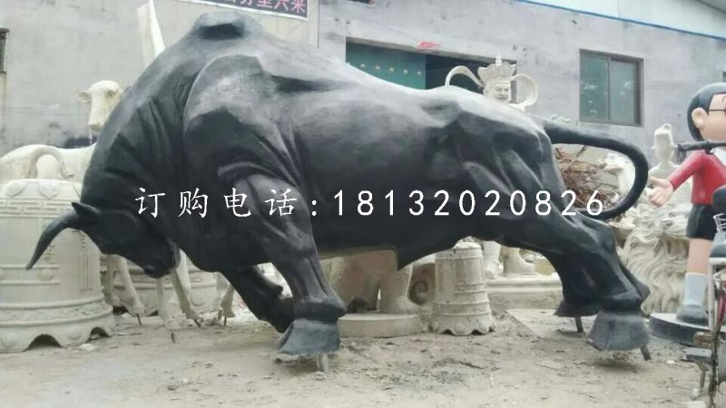玻璃鋼拓荒牛雕塑,仿銅動物雕塑