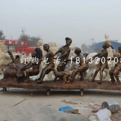 拔蘿卜雕塑，玻璃鋼仿銅小品雕塑
