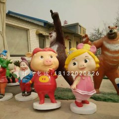 豬豬俠與菲菲公主雕塑，玻璃鋼卡通雕塑
