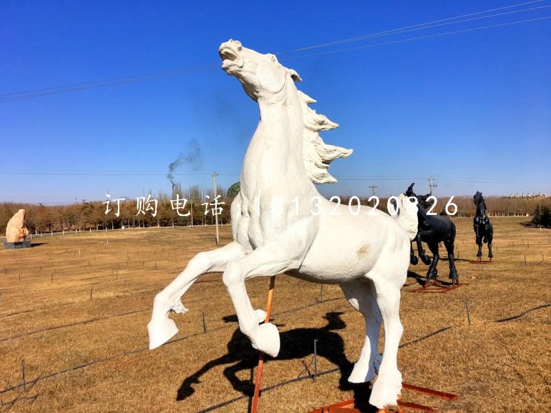 白馬雕塑，玻璃鋼動物雕塑 (1)