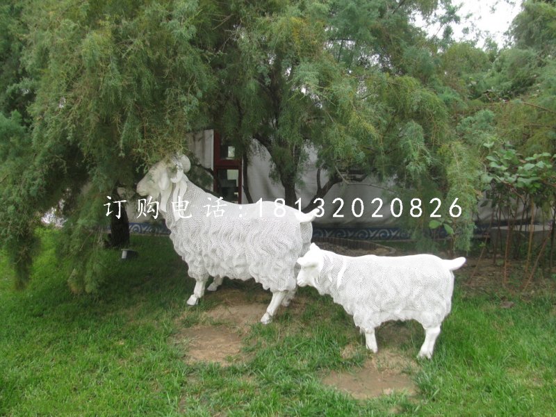 白山羊雕塑，不銹鋼動(dòng)物雕塑
