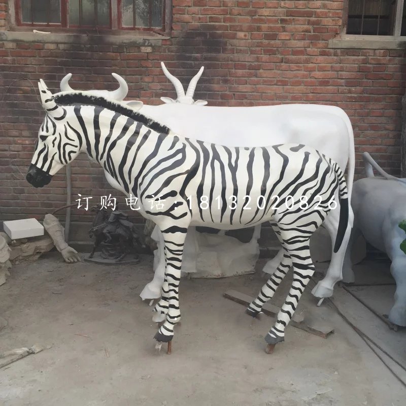 斑馬雕塑，玻璃鋼斑馬 (1)