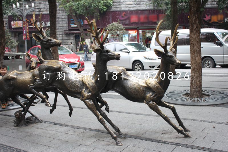 奔跑的鹿銅雕，動物銅雕