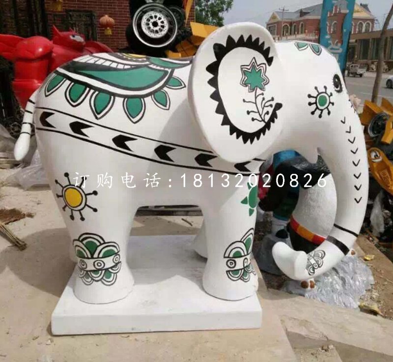 卡通小象，玻璃鋼彩繪小象 (2)
