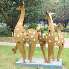 抽象梅花鹿，不銹鋼動(dòng)物雕塑