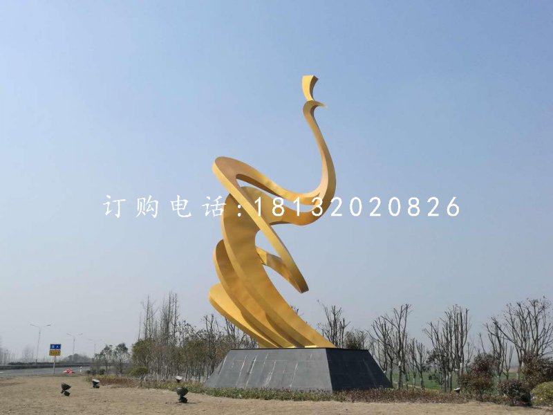 抽象孔雀雕塑,不銹鋼景觀雕塑