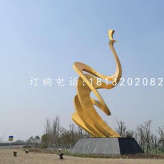 抽象孔雀雕塑，不銹鋼景觀雕塑