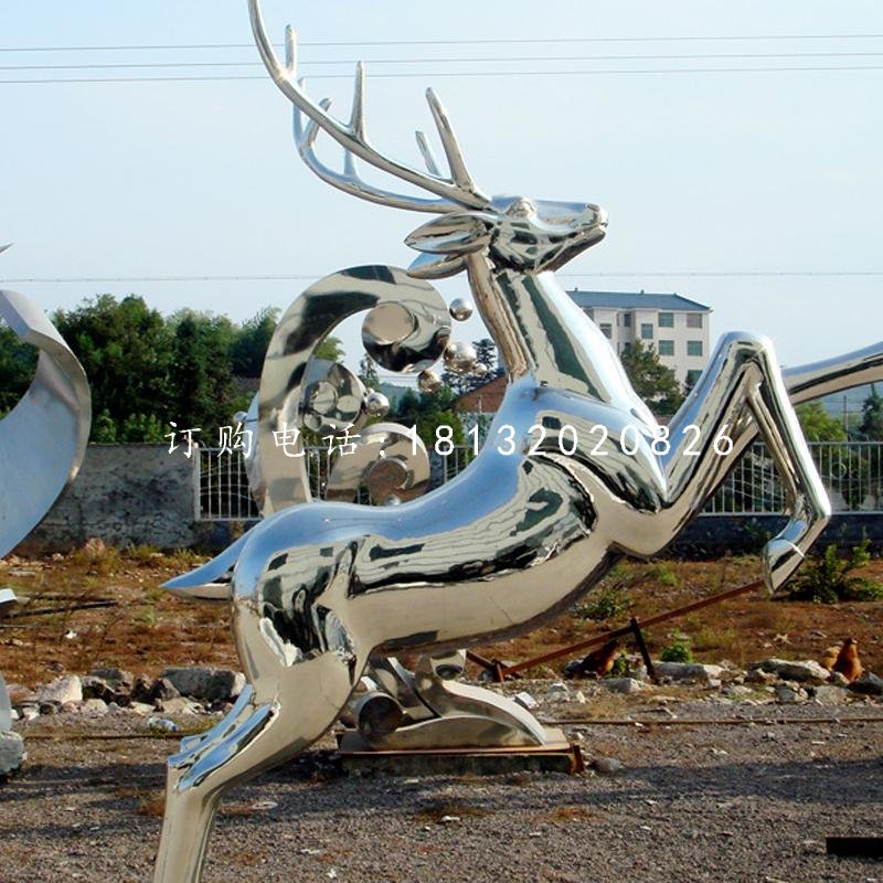 不銹鋼馴鹿雕塑，廣場(chǎng)動(dòng)物雕塑