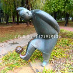蹴鞠雕塑，古代人物銅雕