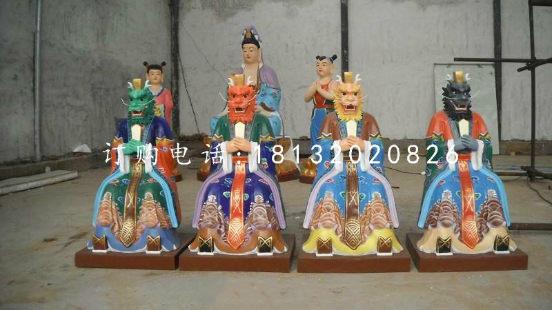 四海龍王雕塑，玻璃鋼彩繪神仙雕塑