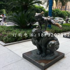 跳山羊銅雕，小區(qū)景觀銅雕