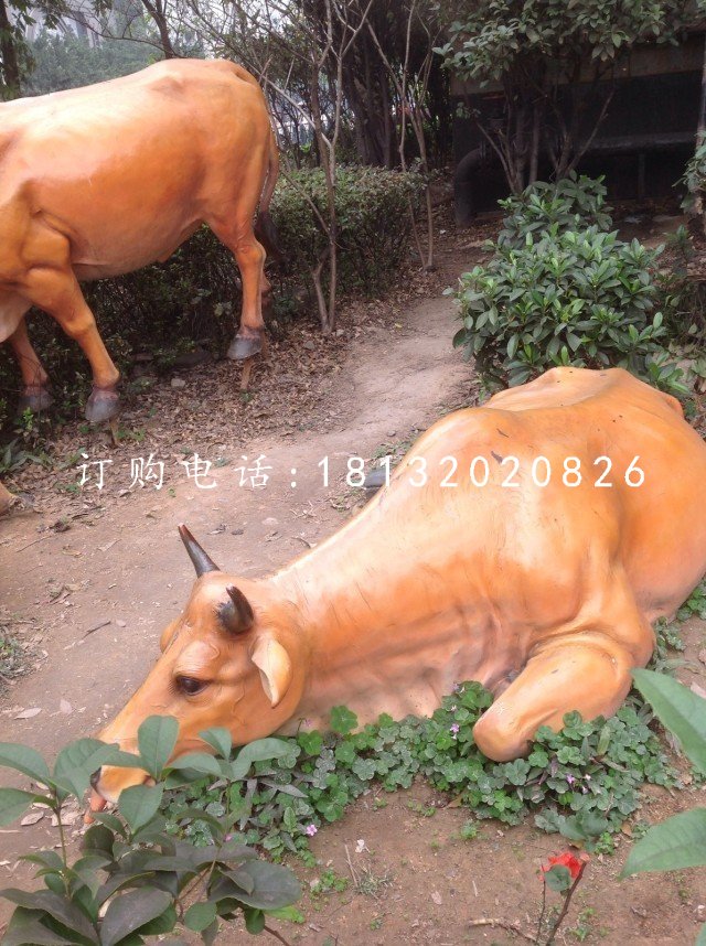 玻璃鋼黃牛，公園動物雕塑