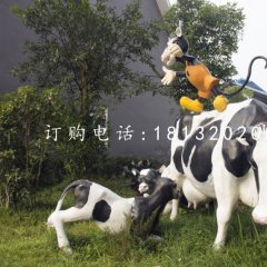玻璃鋼奶牛雕塑，公園動(dòng)物雕塑