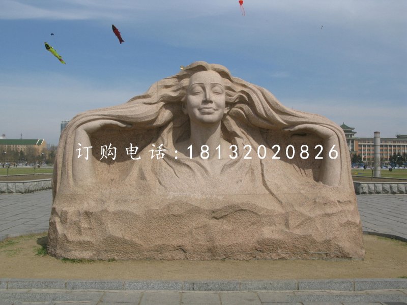 美女石雕，砂巖人物雕塑