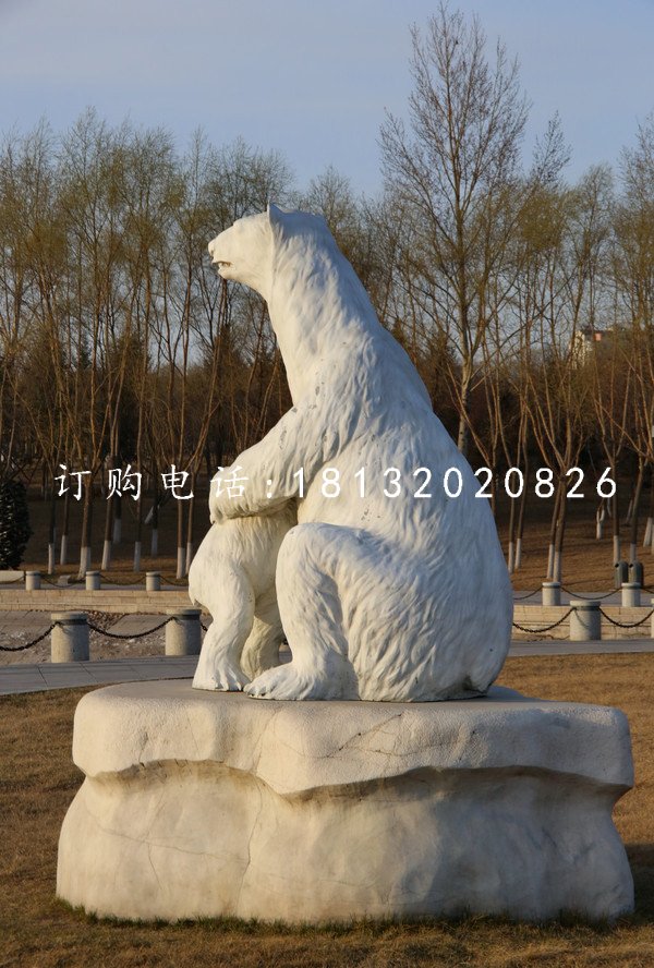 母子北極熊雕塑,玻璃鋼動物雕塑