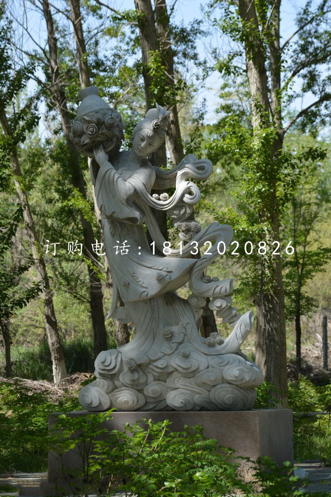 天女散花石雕，公園仙女石雕