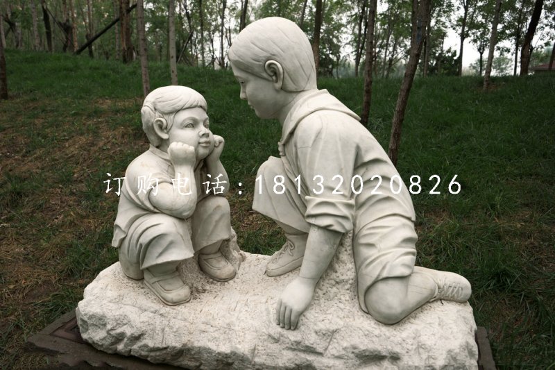 講故事石雕，公園小孩石雕