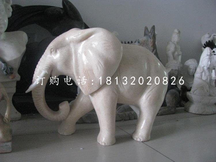 漢白玉小象，小型象雕塑