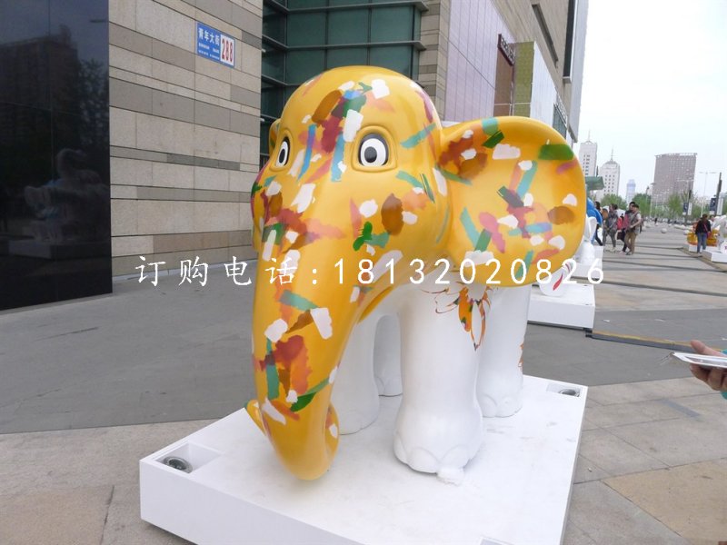 卡通動(dòng)物擺件,玻璃鋼彩繪小象 (2)