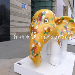 卡通動物擺件，玻璃鋼彩繪小象