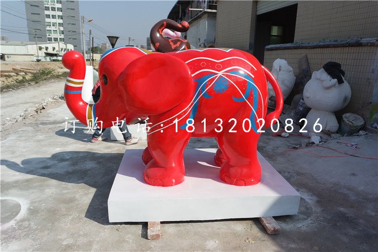 卡通小象雕塑，玻璃鋼商場擺件 (2)