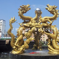龍戲珠雕塑，銅龍雕塑