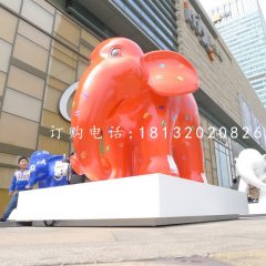 卡通小象雕塑，玻璃鋼商場擺件