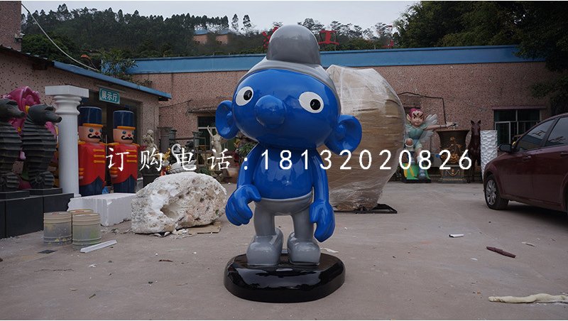 卡通人物雕塑，玻璃鋼藍(lán)精靈