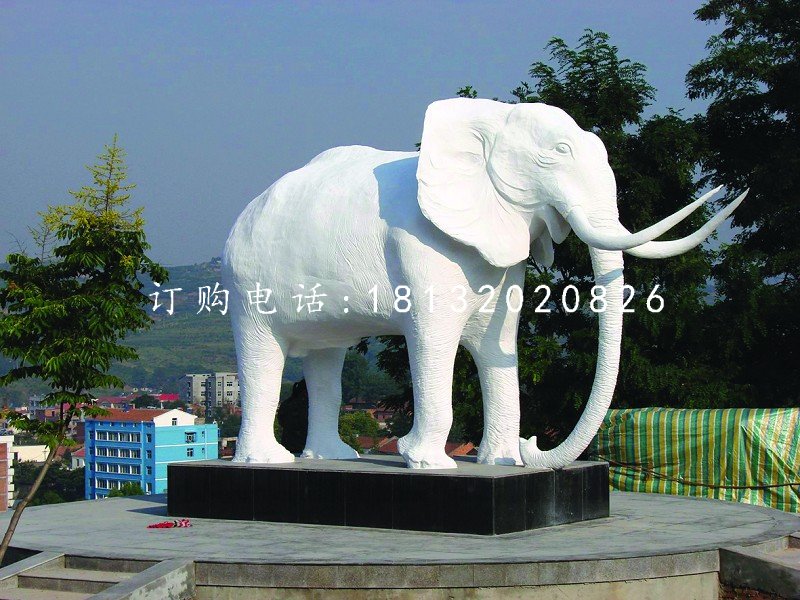 白色大象雕塑,玻璃鋼動物