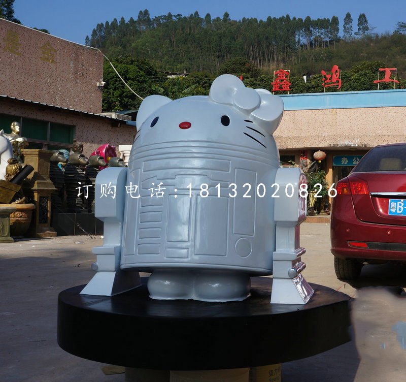 玻璃鋼機器凱蒂貓雕塑，卡通雕塑 