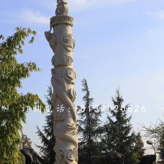 盤(pán)龍柱雕塑，石雕柱子
