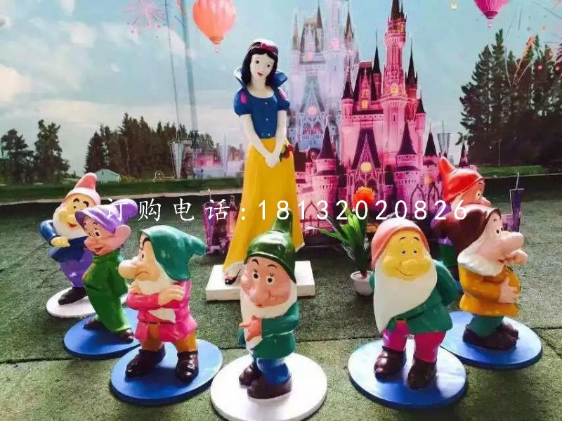 七個小矮人與白雪公主雕塑,卡通人物 (2)