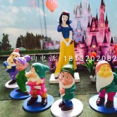 七個(gè)小矮人與白雪公主雕塑，卡通人物