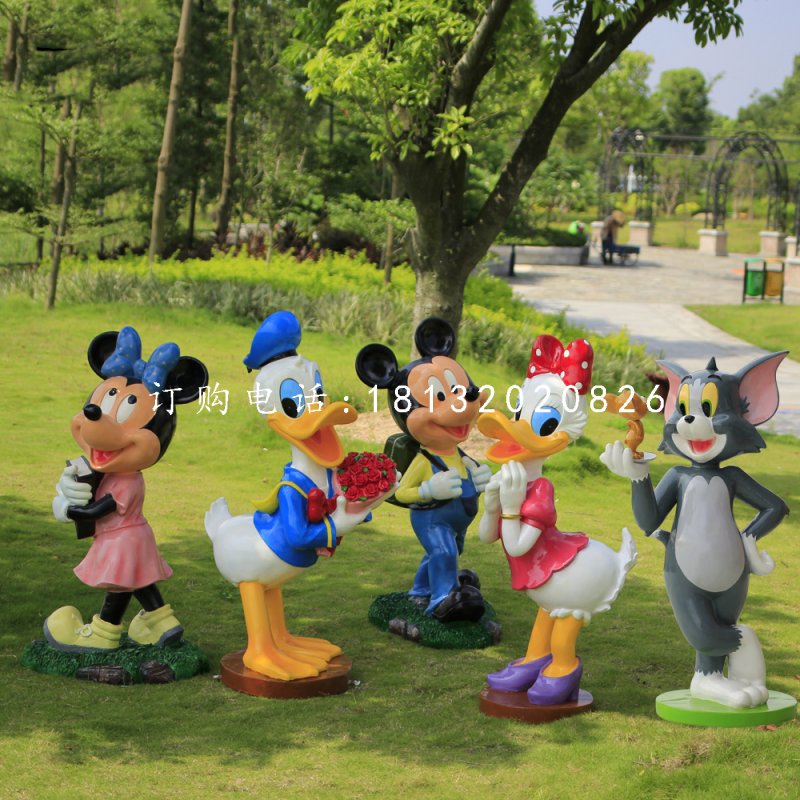 米老鼠唐老鴨雕塑，公園卡通擺件