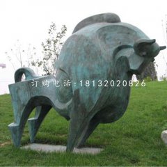 抽象牛雕塑，青銅開(kāi)荒牛