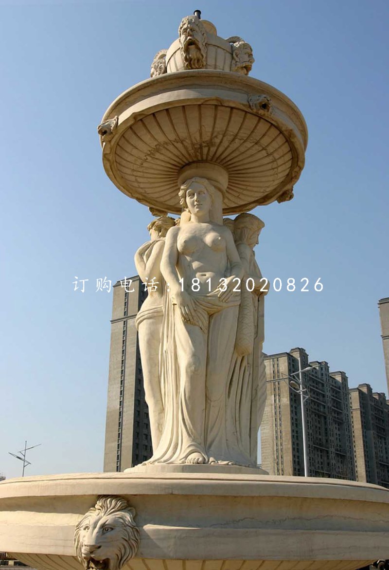 西方人物石噴泉,廣場景觀石雕