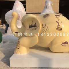 小象雕塑，玻璃鋼彩繪