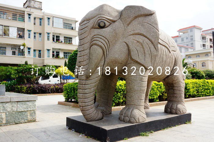 小區(qū)動物石雕，大象石雕
