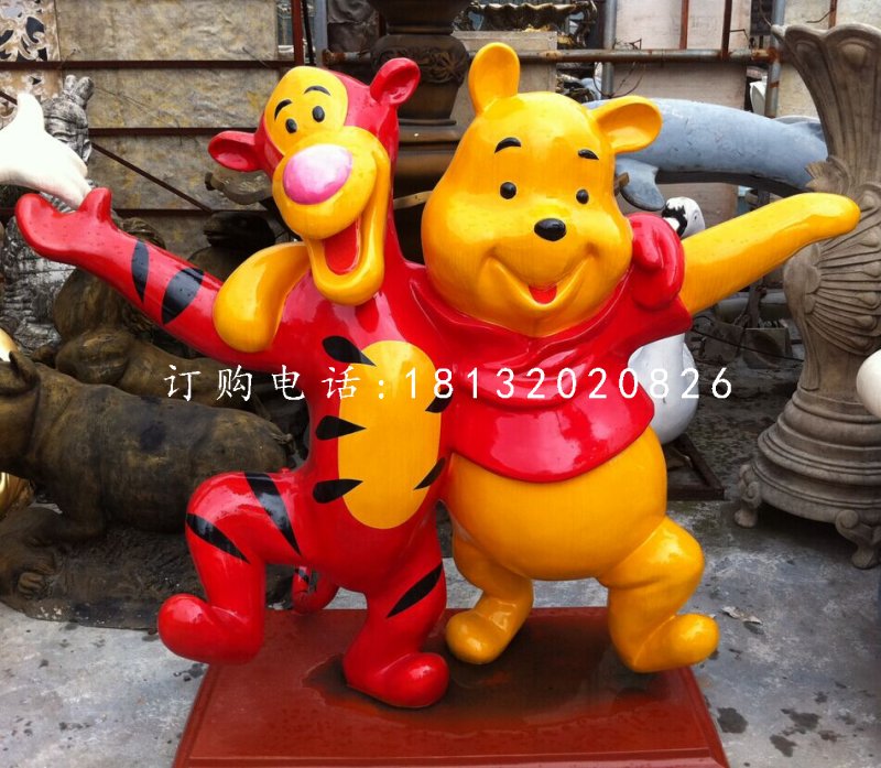 維尼熊跳跳虎雕塑，玻璃鋼卡通雕塑