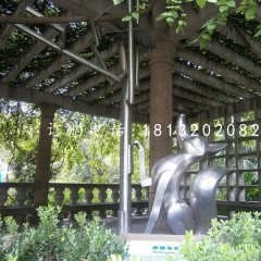 不銹鋼狐貍雕塑，動(dòng)物雕塑