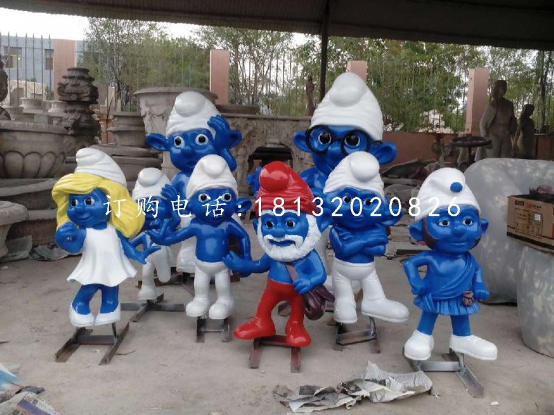 玻璃鋼藍精靈，卡通擺件 (2)