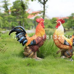 玻璃鋼公雞雕塑，公園動物雕塑