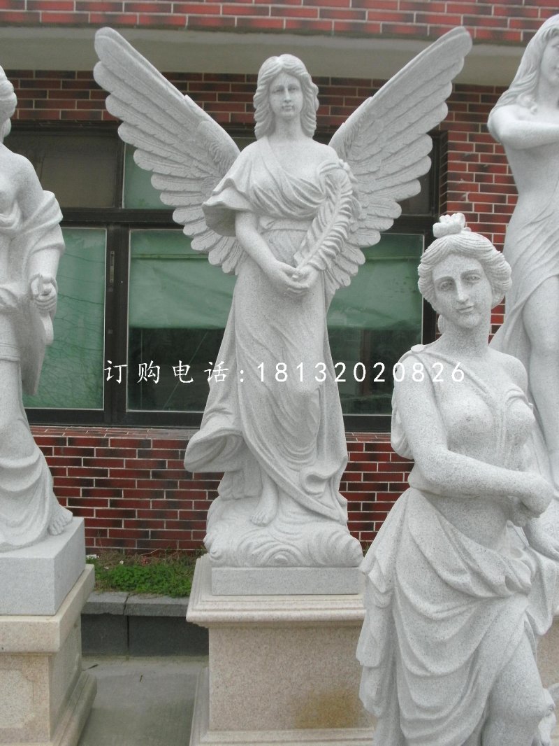 天使石雕，漢白玉西方人物