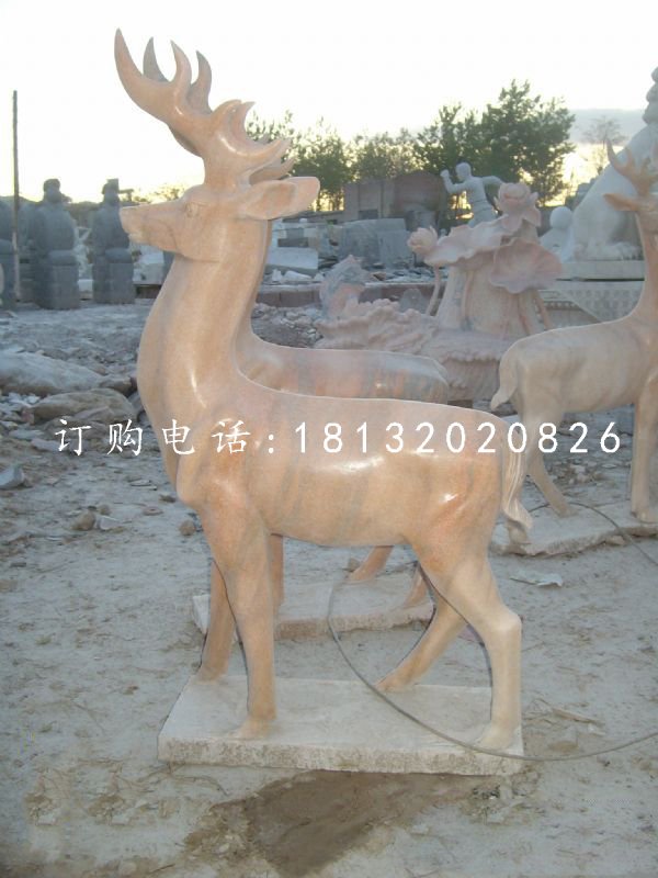 晚霞紅小鹿，動物石雕