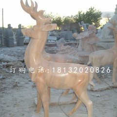 晚霞紅小鹿，動物石雕