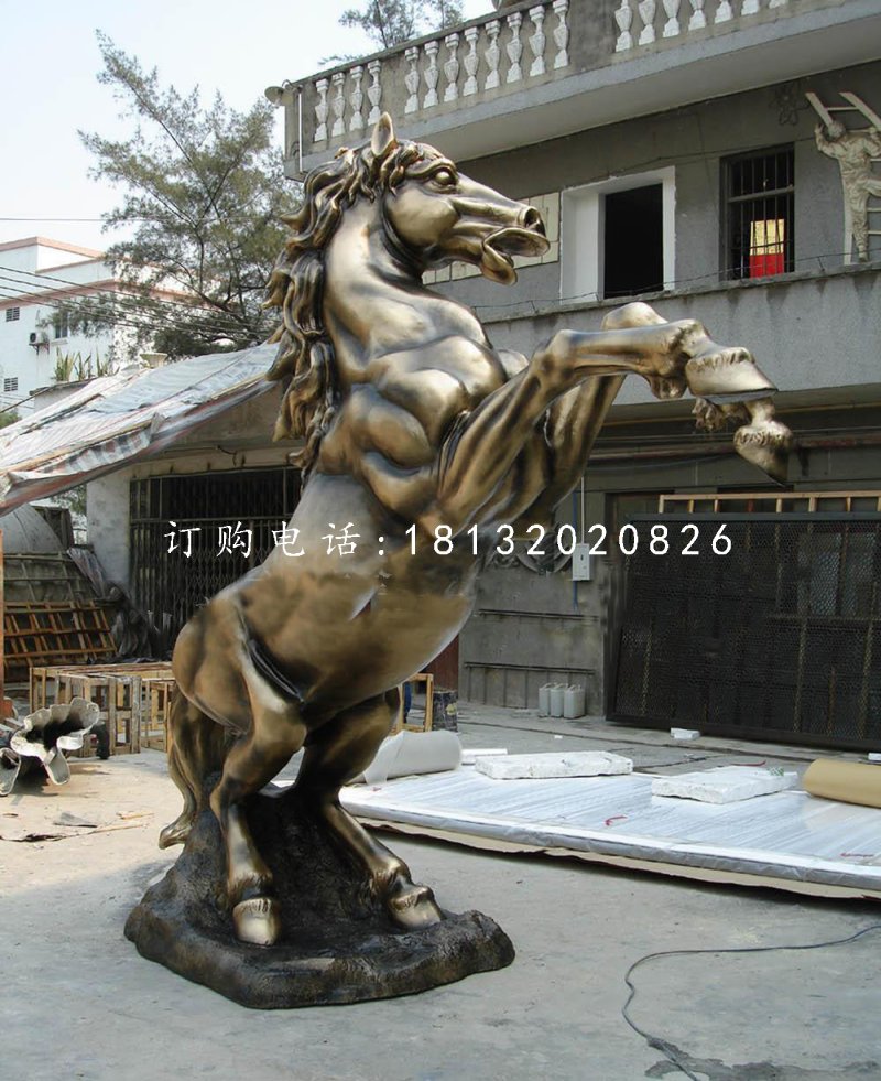 玻璃鋼仿銅立馬，廣場(chǎng)動(dòng)物雕塑